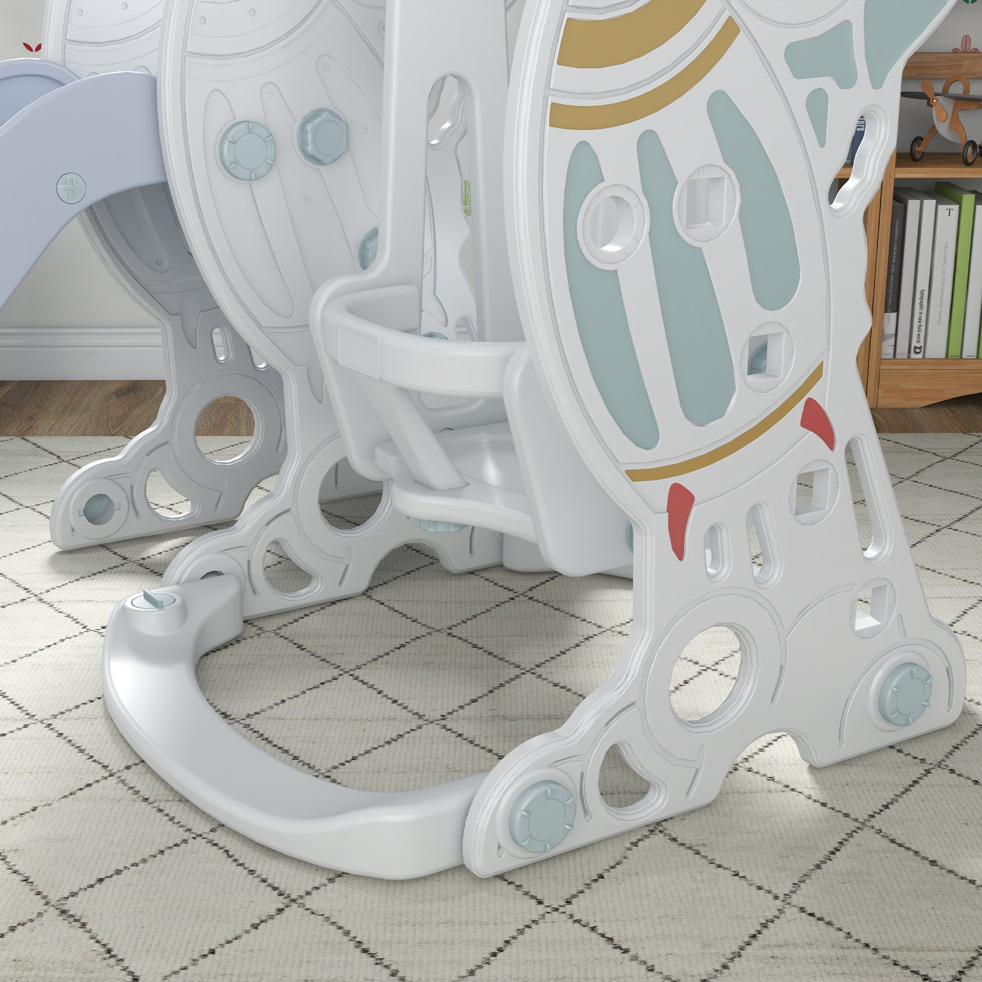 Scivolo per Bambini 150x185x92 cm, con Altalena e Canestro Bianco e Grigio