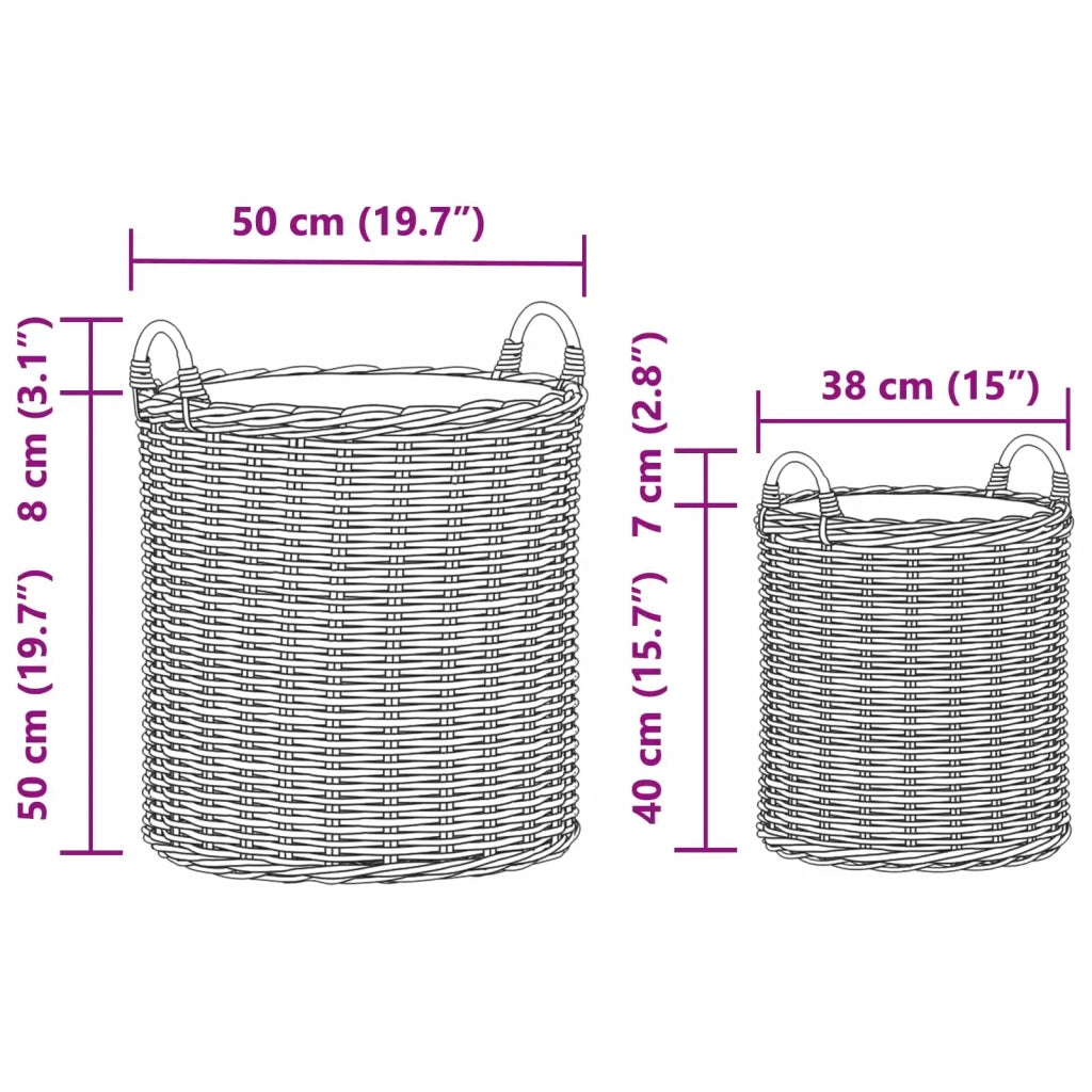 Cestino per piante con archiviazione 2 pcs Marrone Rattan Lacak 42020952