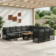 Set Divano da Giardino 13 pz Nero e Grigio scuro polyrattan 3437941
