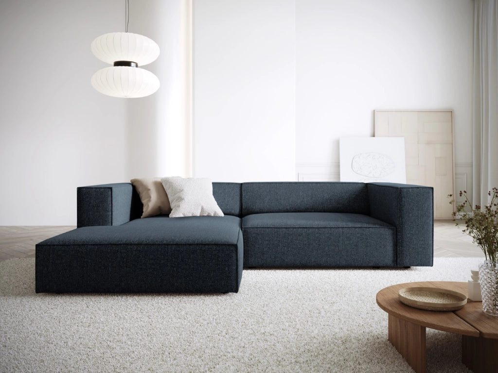 Cosmopolitan Design - Divano angolare sinistro "Arendal" 3 posti in ciniglia blu reale 