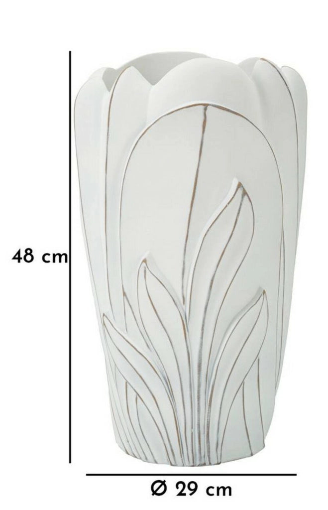 Vaso Tramigna, Complemento d'arredo, Articolo decorativo, Accessorio d'arredo, 29x29 h48 cm, Bianco