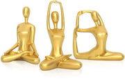 Decorazione yoga 3 pezzi per plint abstracta per donna scultura in gesso figurina yoga ragazza posa scolpita scultura abstracta per mobiletti ornamenti
