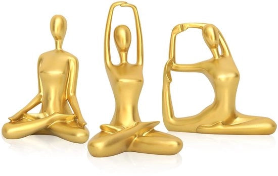 Decorazione yoga 3 pezzi per plint abstracta per donna scultura in gesso figurina yoga ragazza posa scolpita scultura abstracta per mobiletti ornamenti