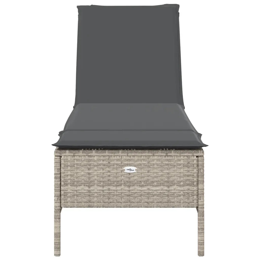 Lettino Prendisole con Cuscino Grigio Chiaro in Polyrattan 4002724