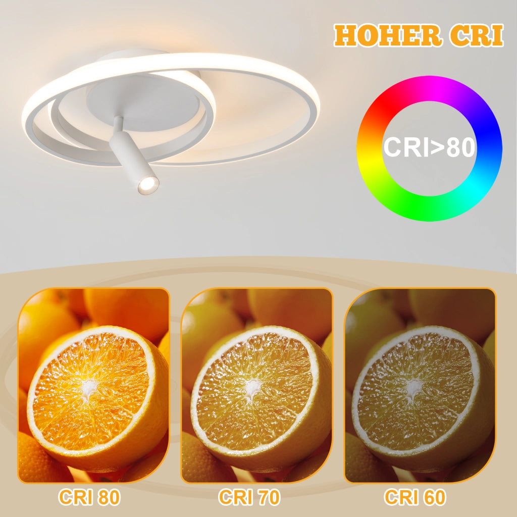 ZMH Lampada da soffitto plafoniera LED dimmerabile 40cm 37W bianca telecomando per cucina