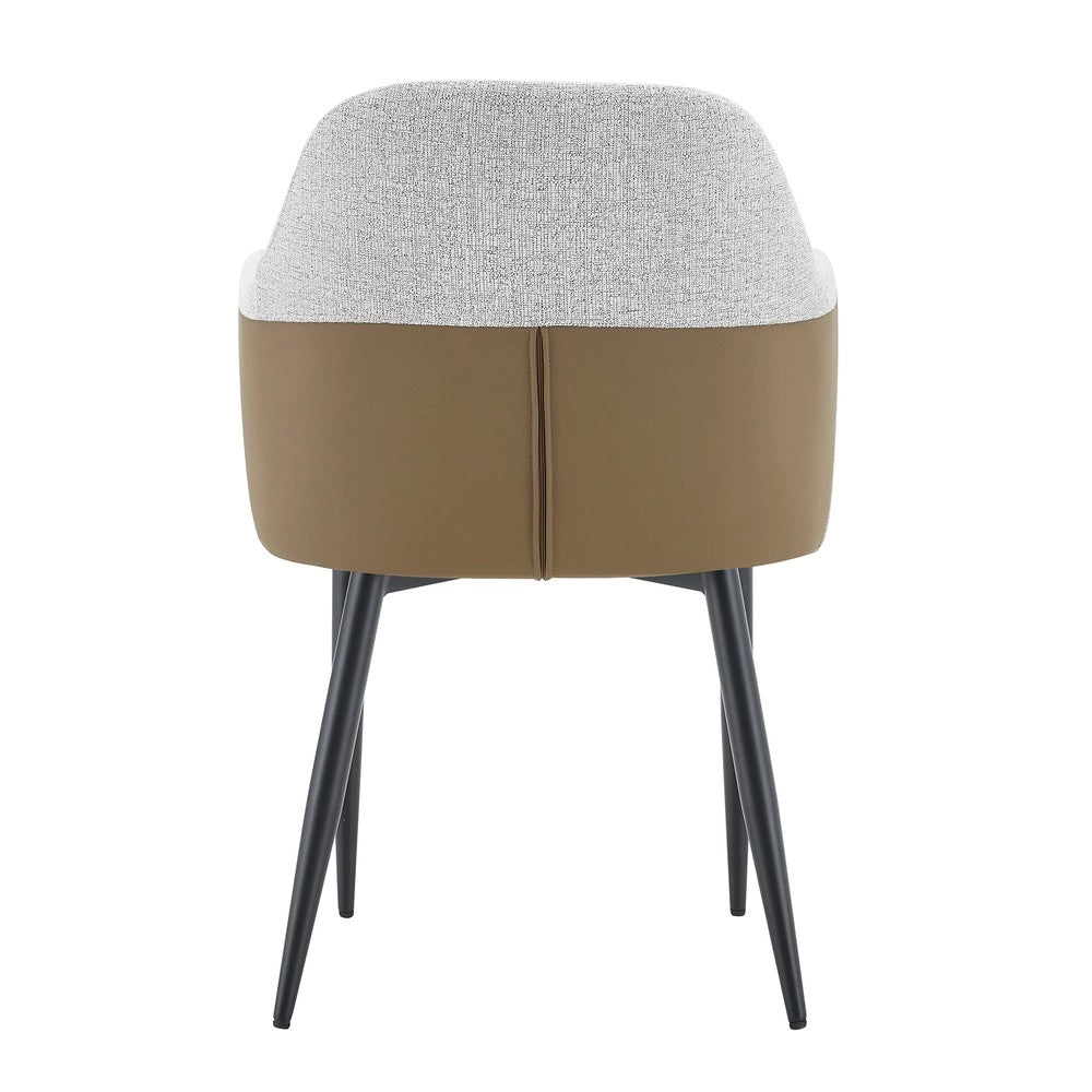Sedie da Pranzo Imbottite Set 2 Pezzi ¨C MINIMAL ¨C Tessuto Grigio Chiaro, Schienale Bicolore, Gambe in Metallo