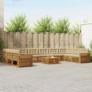 Set divani 11 pcs Naturale e Beige Legno di Acacia Massello 3374258