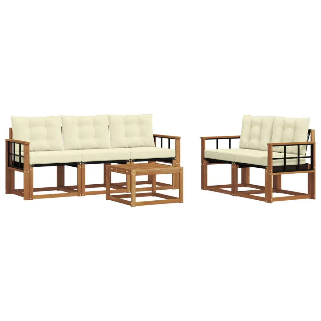 Set di divani da esterno con cuscino 6 pcs Naturale e Crema 3368405