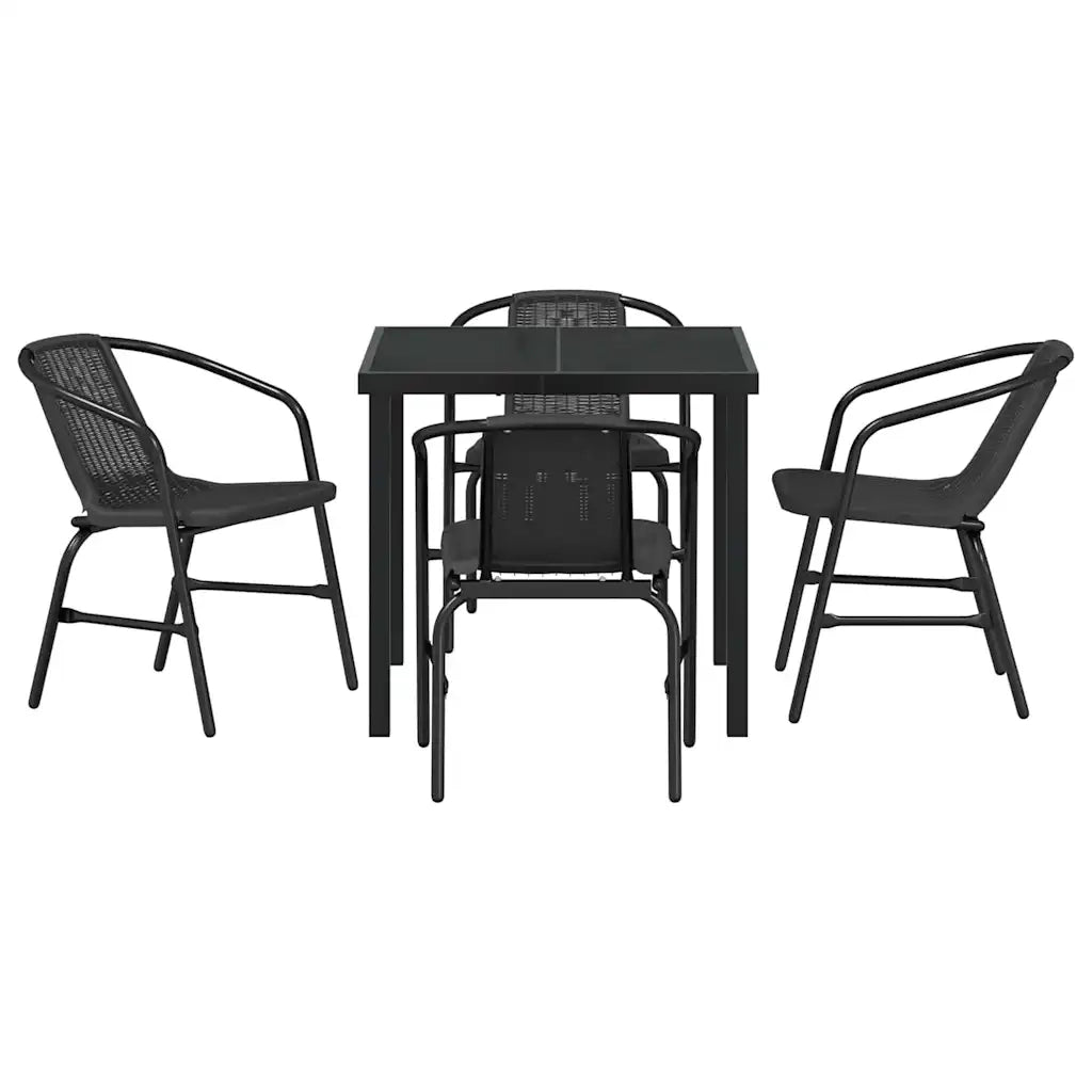 Set da Pranzo per Giardino 5 pcs Nero 3379381