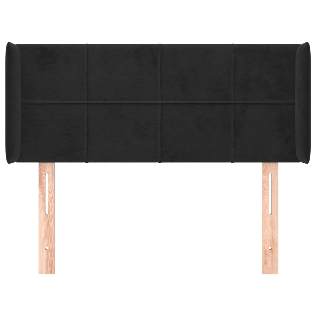 Testiera | Testata ad Orecchio Nera 93x16x78/88 cm in Velluto