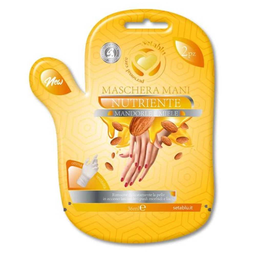 Trade Shop - Maschera Mani Nutriente In Tessuto Con Mandorle Miele Per Idratare Nutrire La Pelle Secca -