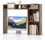 Scaffale da Scrivania in Legno, Libreria da Tavolo Salvaspazio con 4 Ripiani e Scomparto Aperto, Scaffale Espositivo per Computer, Casa Ufficio, 94x25x74 cm (Marrone)