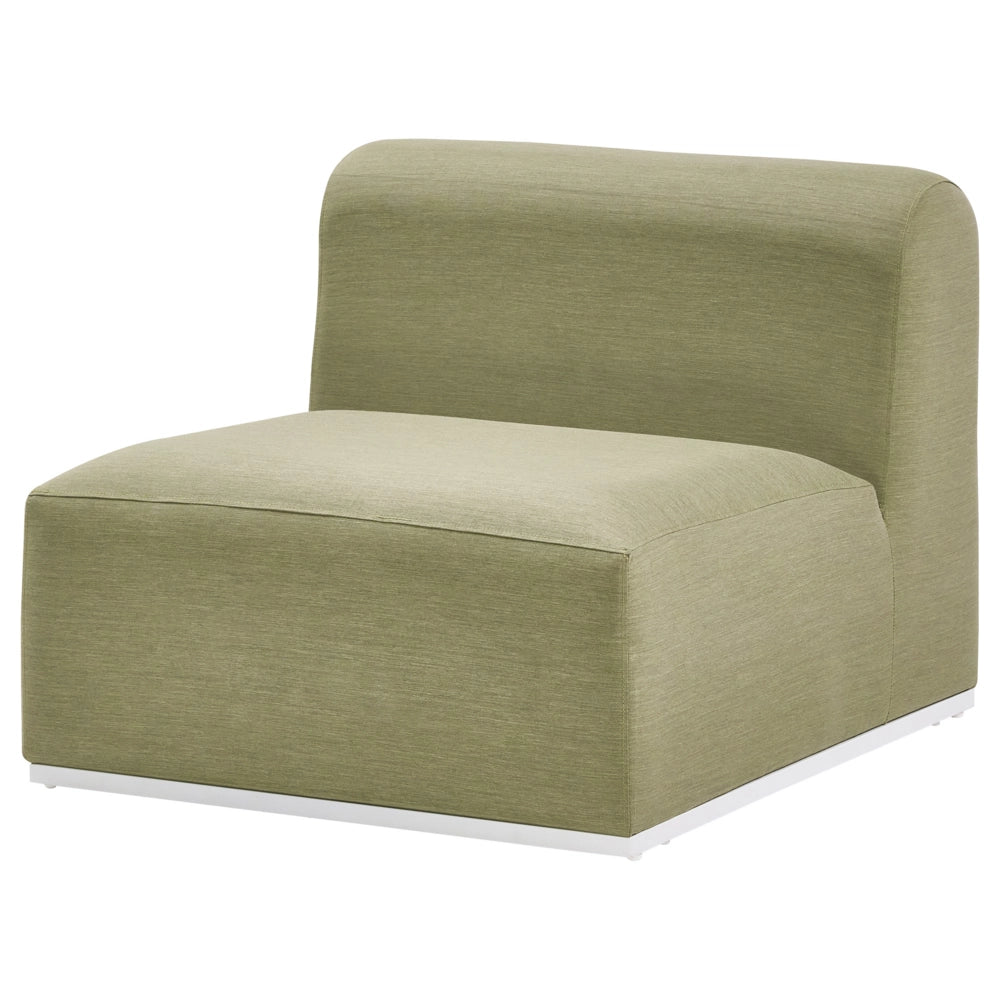 Set da salotto modulare in tessuto per esterni 7 posti reversibili con struttura in alluminio verde oliva stile elegante