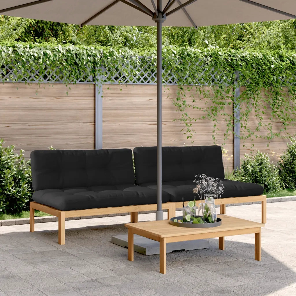 Divani Centrali Pallet Giardino 2pz con Cuscini Massello Acacia 3209358