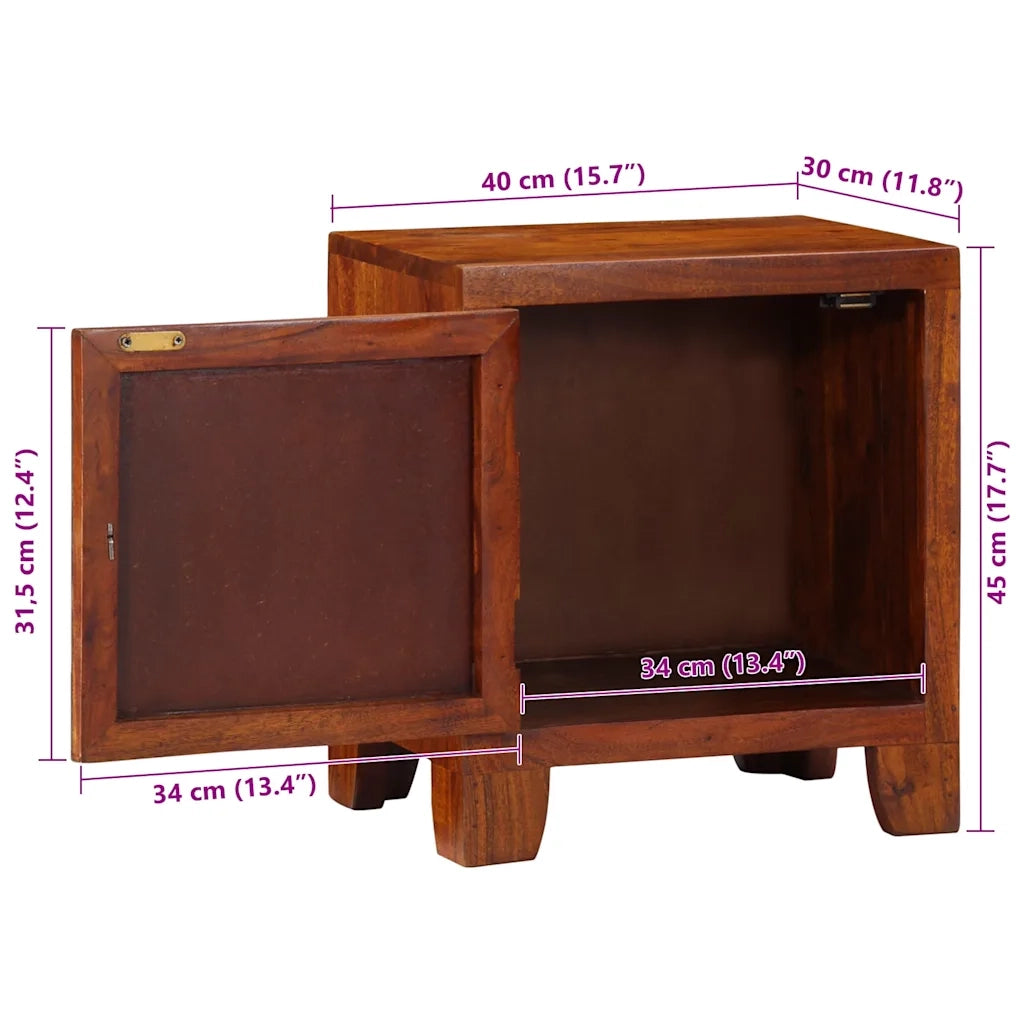 Comodini 2 pz-Set di 2 Tavolino da notte 40x30x45 cm in Legno Massello di Acacia