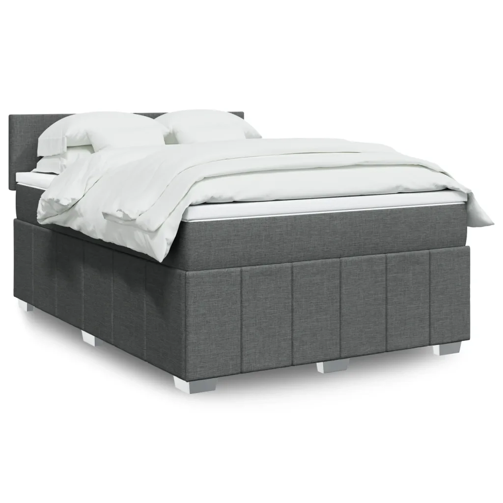Giroletto a Molle con Materasso Grigio Scuro 140x190 cm Tessuto 3289357