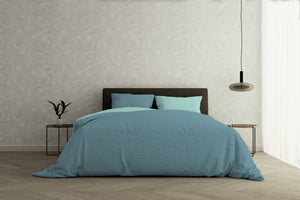 Copripiumino Singolo con Sacco e Federe Doubleface Ottanio/Verde Acqua