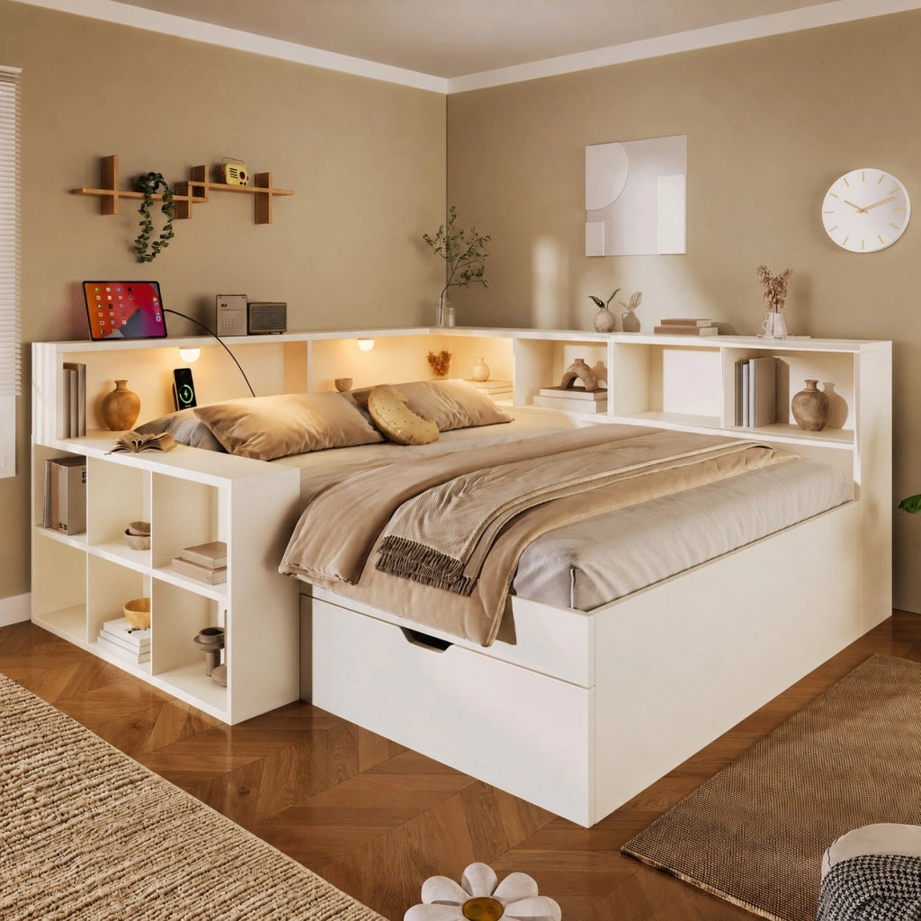 letto in legno bianco 180 x 212 cm
