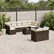 Set Divani da Giardino 10pz con Cuscini in Polyrattan Marrone 3218163