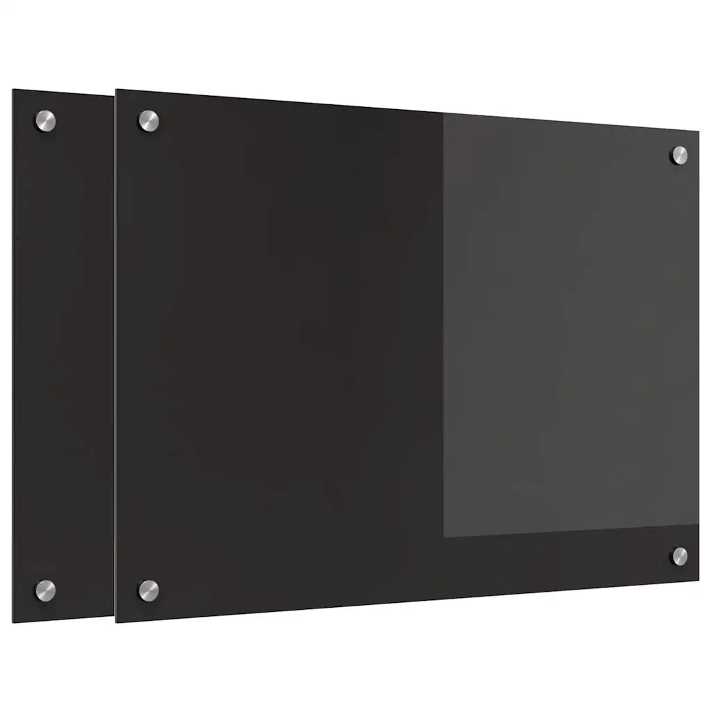 Rivestimento da Cucina 2 pz-Set di 2 Paraschizzi per Cucina Nero 70 x 50 cm vetro temperato