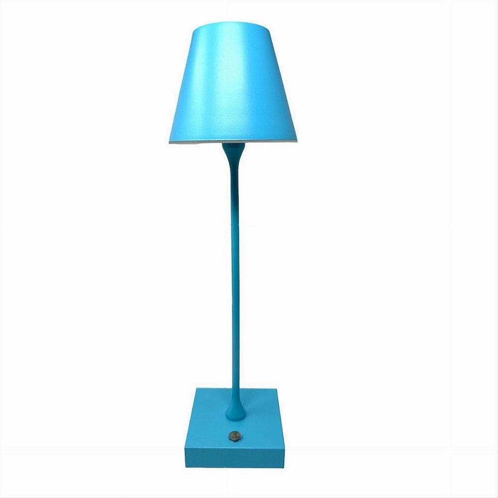 Trade Shop - Lampada Tavolo Ricaricabile Usb 10 Watt 3 Colorazione Di Luce Vari Colori D27-3c - Azzurro