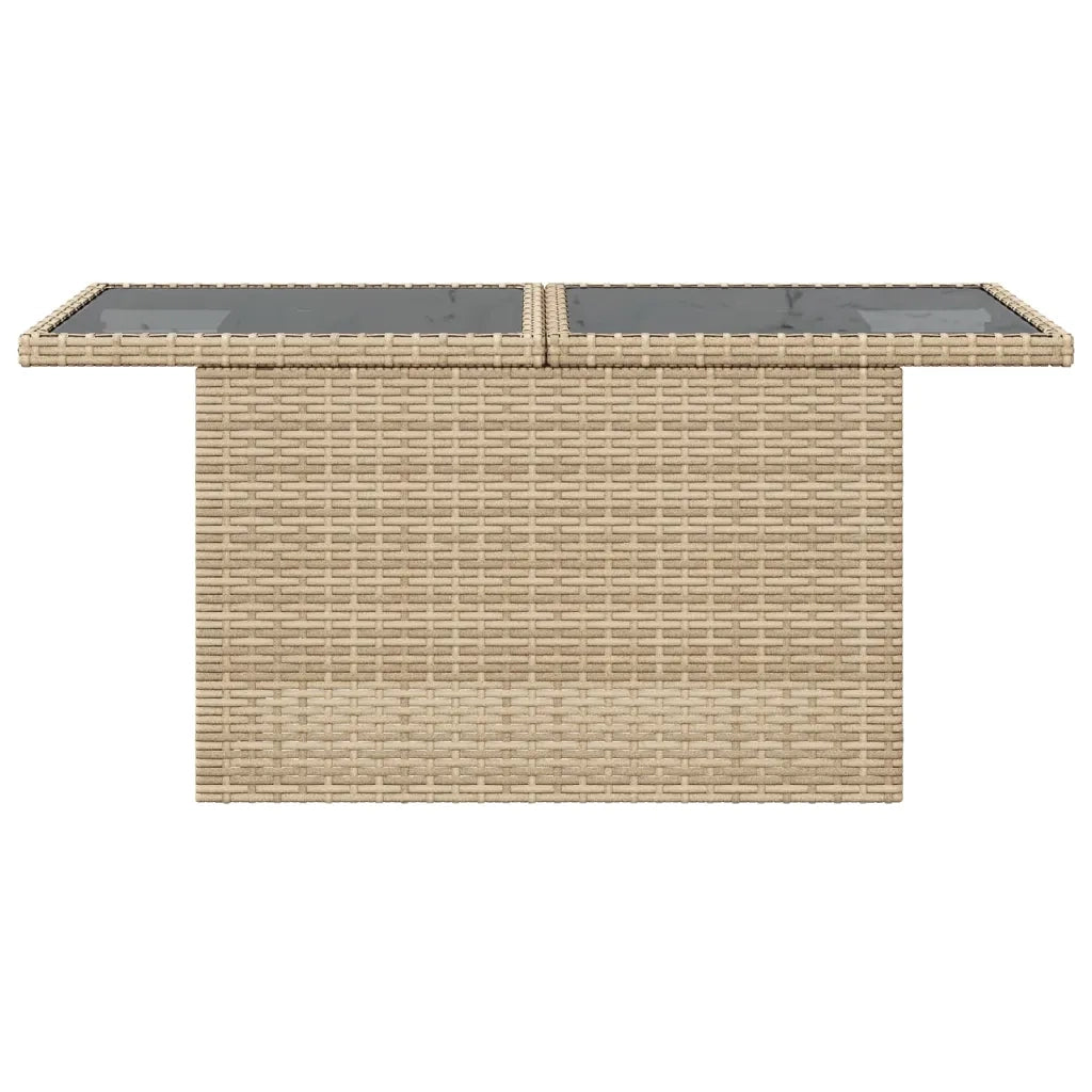Tavolo da Giardino | Tavolino da esterno Piano in Vetro Beige 100x55x73 cm Polyrattan