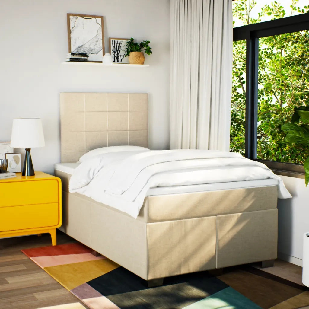 Giroletto a Molle con Materasso Crema 120x190 cm in Tessuto 3290432