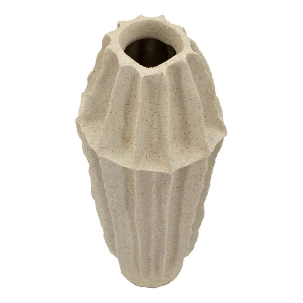 Vaso decorativo in poliresina con finitura sabbia
