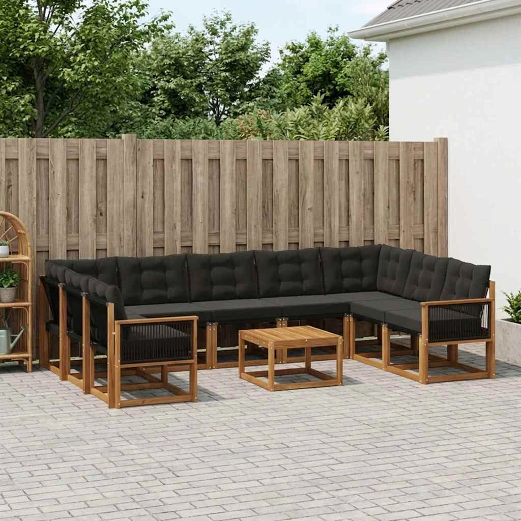 Set di divani da esterno 10 pz Naturale e Nero 3382224