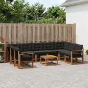 Set di divani da esterno 10 pz Naturale e Nero 3382224
