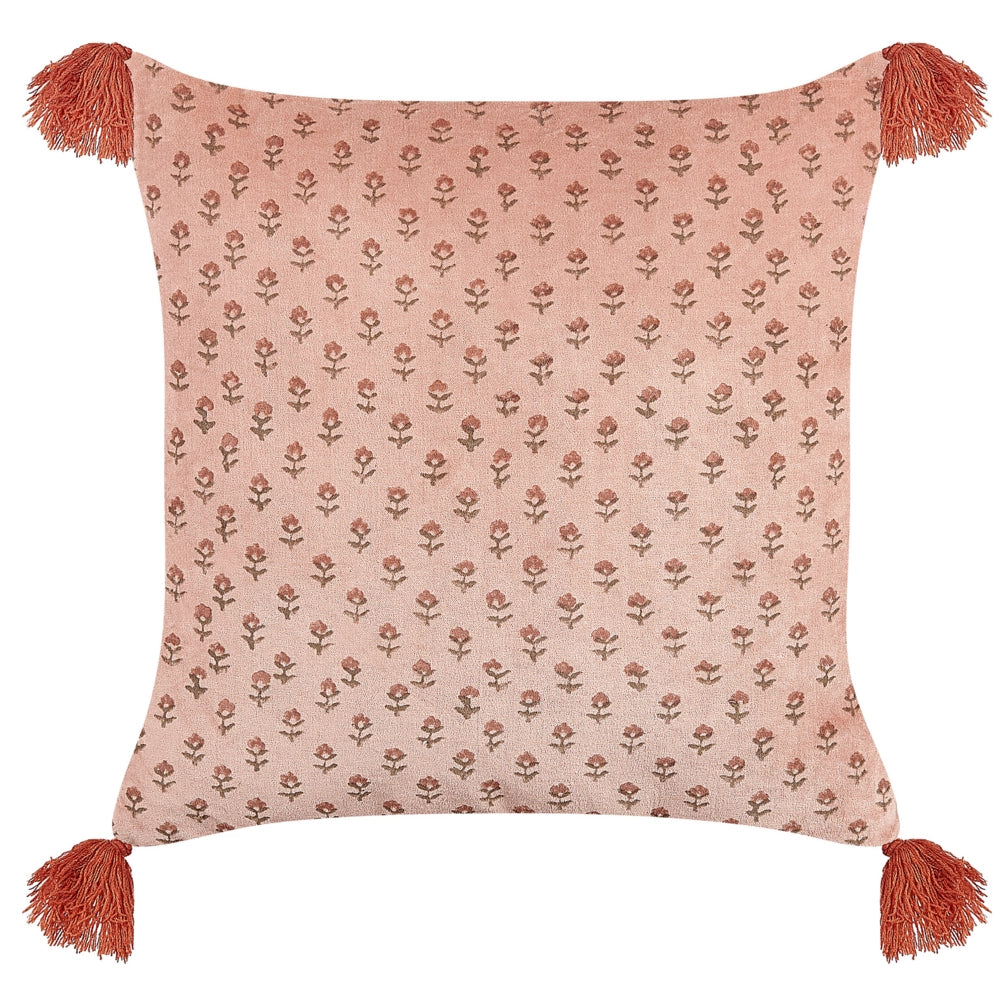 Cuscino in velluto con motivo floreale 45x45 cm rosa stile boho camera da letto soggiorno