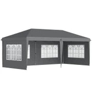 Pergola Pop-up Pieghevole, Tettoia per Eventi, 3 x 6 m, 3 Lati Rimovibili, Grigio