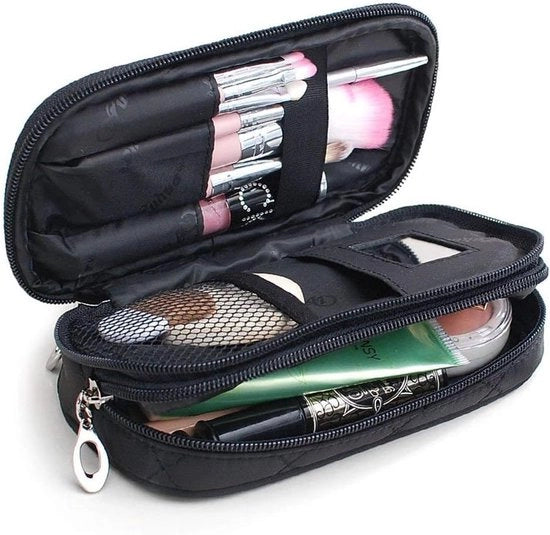 Organizzatore per viaggio per donne con 2 scomparti, set di cosmetici per gioielli/lacche/sfumatori (nero)
