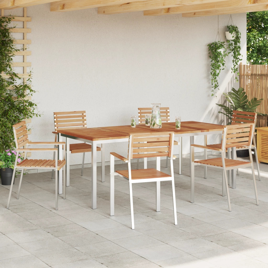 Set da Pranzo da Giardino  a 7 Pezzi in Legno Massello Teak