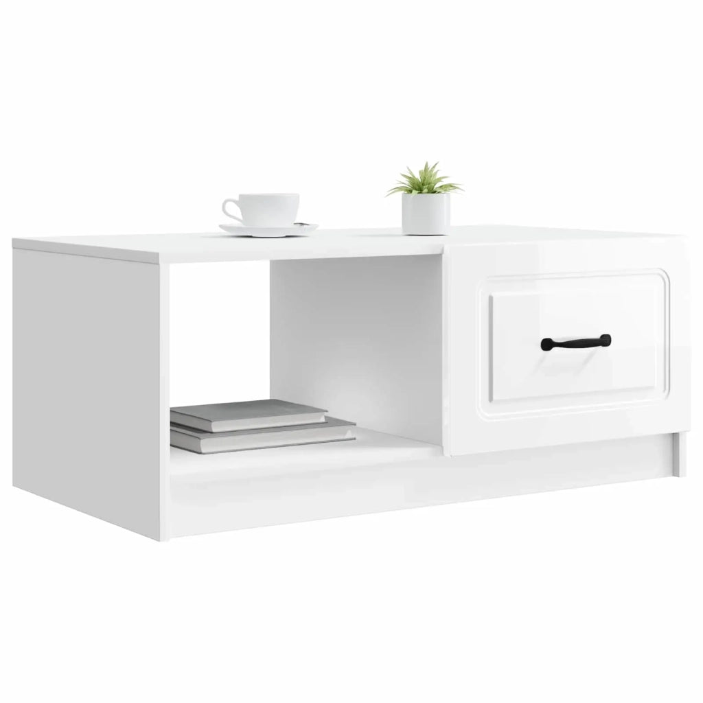 Tavolino da salotto Bianco Lucido 90 x 50 x 37 cm 895879