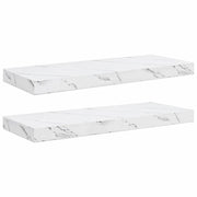 2 pz Scaffale da parete | Ripiano a parete | Mensola a parete Marmo Bianco 60 x 23,5 x 4 cm
