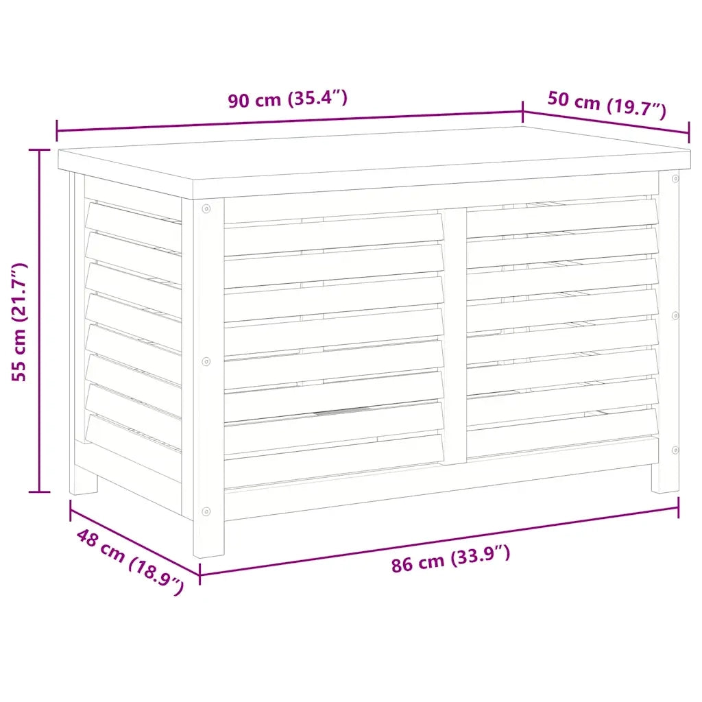 Contenitore da Giardino 90x48x55 cm Legno Massello di Eucalipto