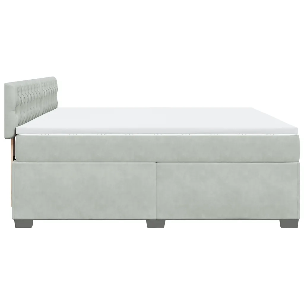 Giroletto a Molle con Materasso Grigio Chiaro 180x200cm Velluto