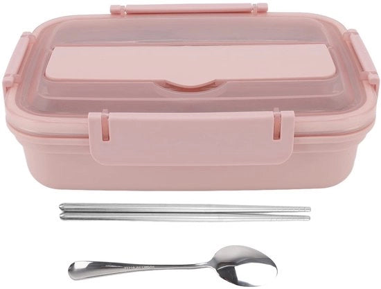 Lunchbox in Acciaio Inossidabile - 3 Compartimenti - Impermeabile - Contenitore Portatile per Cibo - Incluso Cucchiaio/Fork - Ideale per Ufficio/Scholastico/Camping - Bentobox