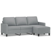 Divano | Divano da soggiorno | Sofa a 3 Posti con Poggiapiedi Grigio Chiaro 180cm in Tessuto