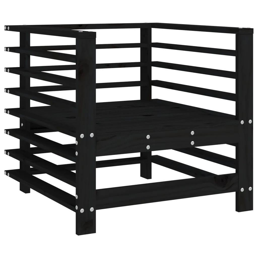 Sedia da patio-Sedie da Giardino con Cuscini 2pz Legno Massello di Pino Nero