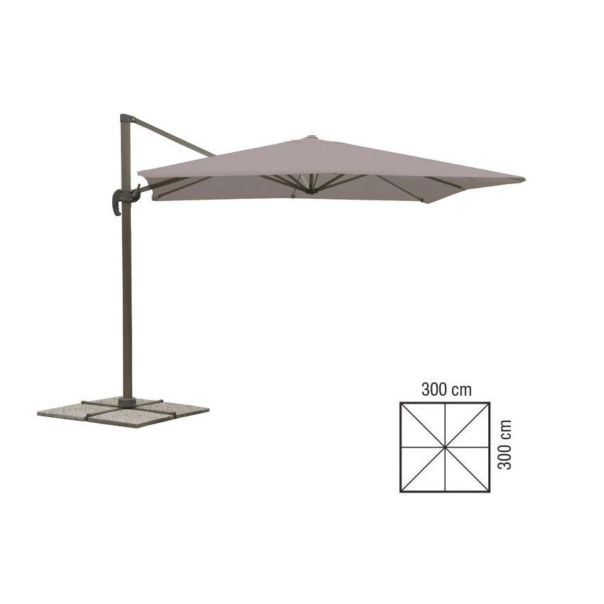 OMBRELLONE A BRACCIO DELUXE 3X3 M TORTORA ALLUMINIO 360 GRADI  MARMETTE ESCLUSE