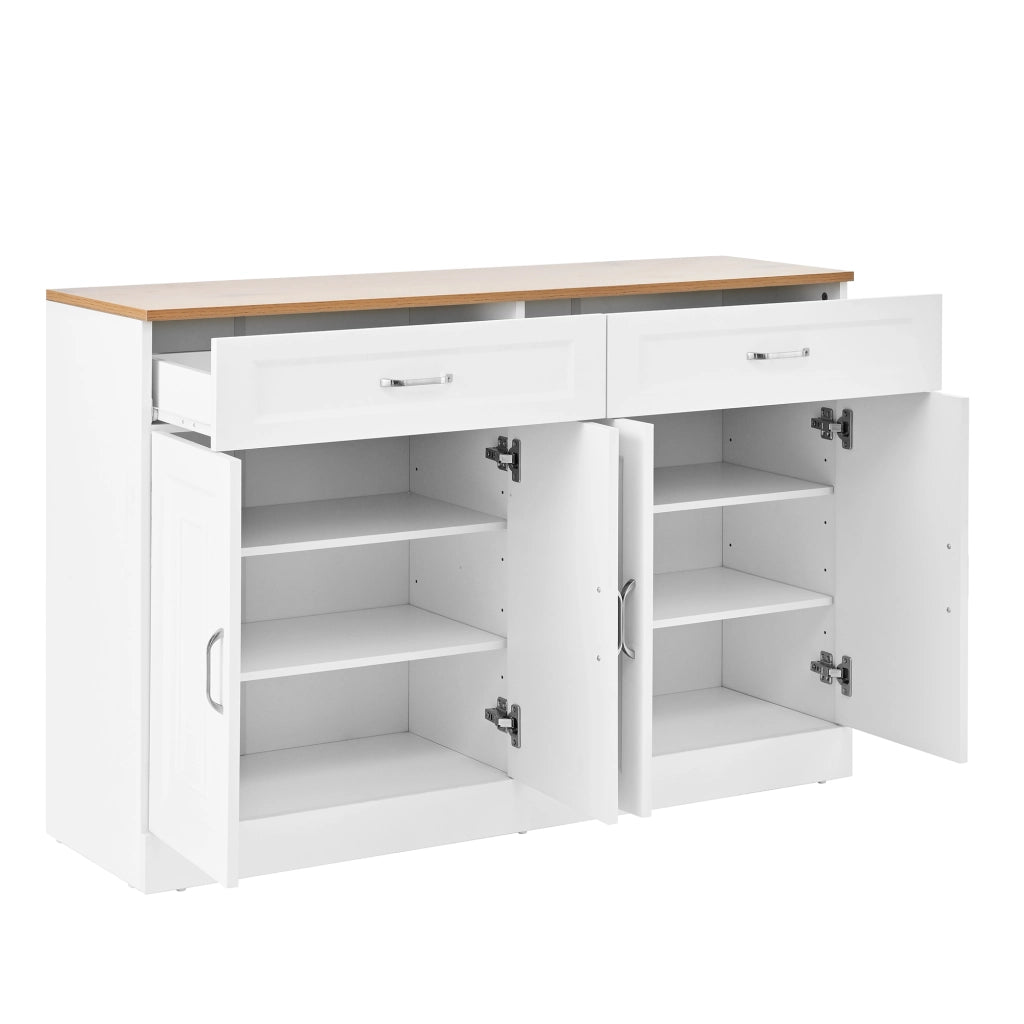 OKWISH Credenza con 4 ante e 2 cassetti, ripiani regolabili e dispositivo antiribaltamento, 120 x 35 x 80.5 cm