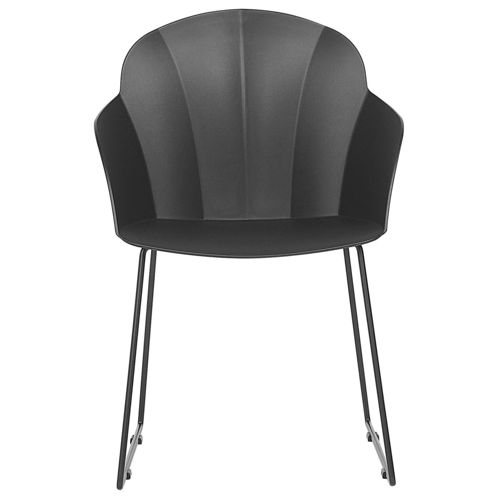 Set di 2 sedie da pranzo in materiale sintetico Nero gambe in metallo Nero formate con schienale moderno soggiorno