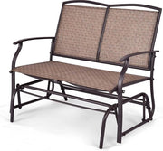 Banco da giardino con meccanismo di oscillazione, banco oscillante fino a 180 kg, banco per terrazzo, banco da giardino all'aperto per giardino, terrazzo, balcone (marrone)