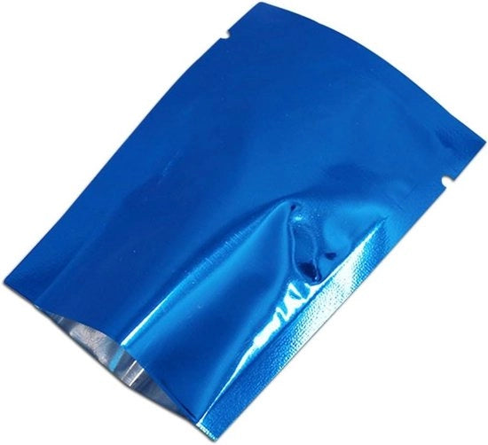 Zakche di Mylar a vuoto con chiusura ermetica 200 pz - pellicola blu - con apertura a strappo - dimensioni 6 x 9 cm