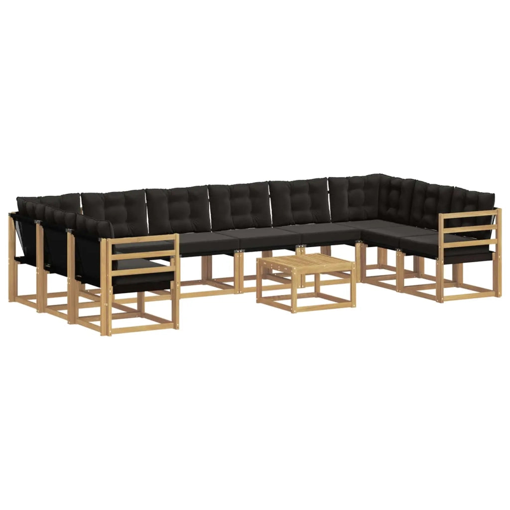 Set di divani da esterno 11 pz Bianco e Nero 3389922