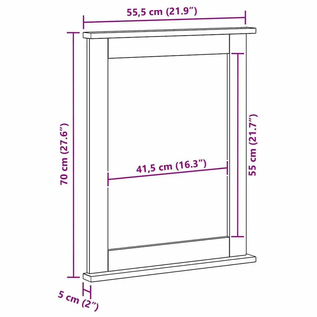Specchio Rettangolare VIGO Marrone miele 55,5 x 5 x 70 cm 4019125