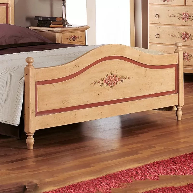 Letto sagomato matrimoniale avorio antico filo rosso in legno (1424) - Mobili 2G