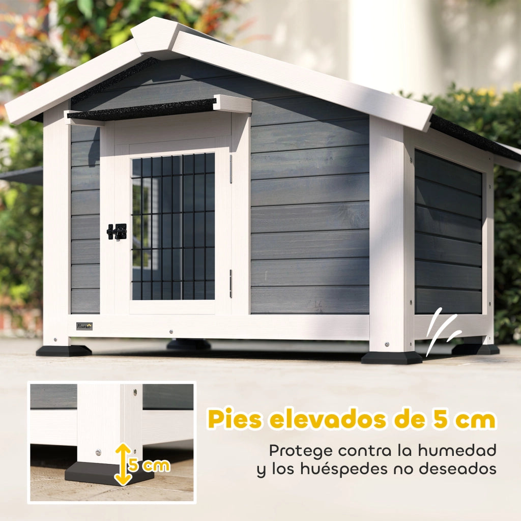 Casetta per Cani da Giardino in Legno ¨C zephmum ¨C Grigio 98x76x69,5 cm